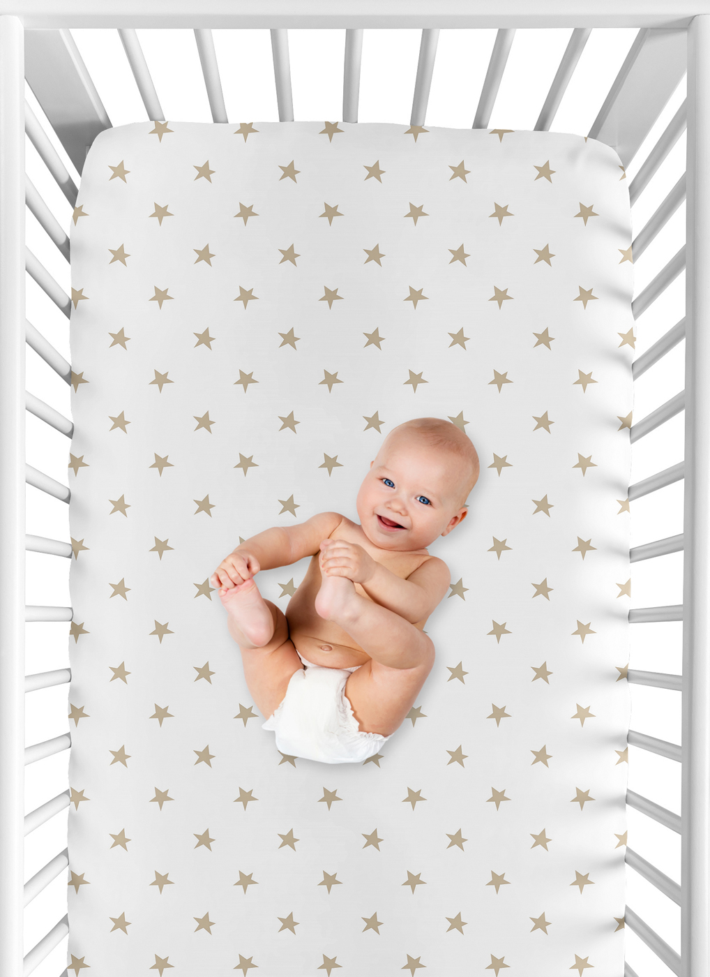 Celestial Navy Blue and Gold Collection Crib Sheet Gold Star Print