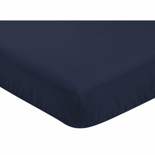 Celestial Navy Blue and Gold Collection Crib Sheet - Solid Navy Blue - alt image 2