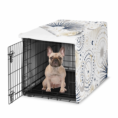 Celestial Navy Blue and Gold Collection Dog Crate Kennel Cover 30in.
