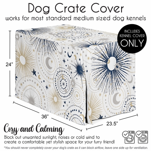 Celestial Navy Blue and Gold Collection Dog Crate Kennel Cover 36in. - alt image 4