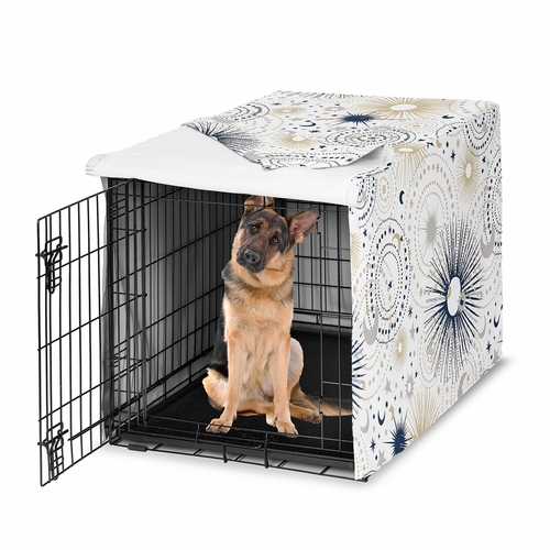 Celestial Navy Blue and Gold Collection Dog Crate Kennel Cover 48in.
