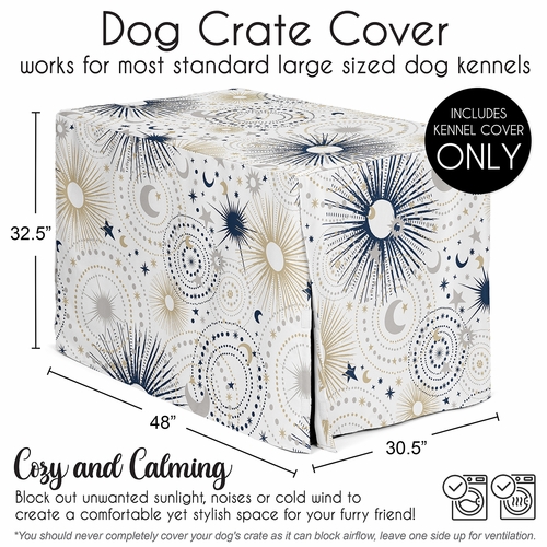 Celestial Navy Blue and Gold Collection Dog Crate Kennel Cover 48in. - alt image 4