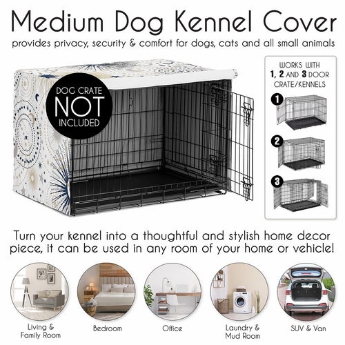 Celestial Navy Blue and Gold Collection Dog Crate Kennel Cover 36in. - alt image 3