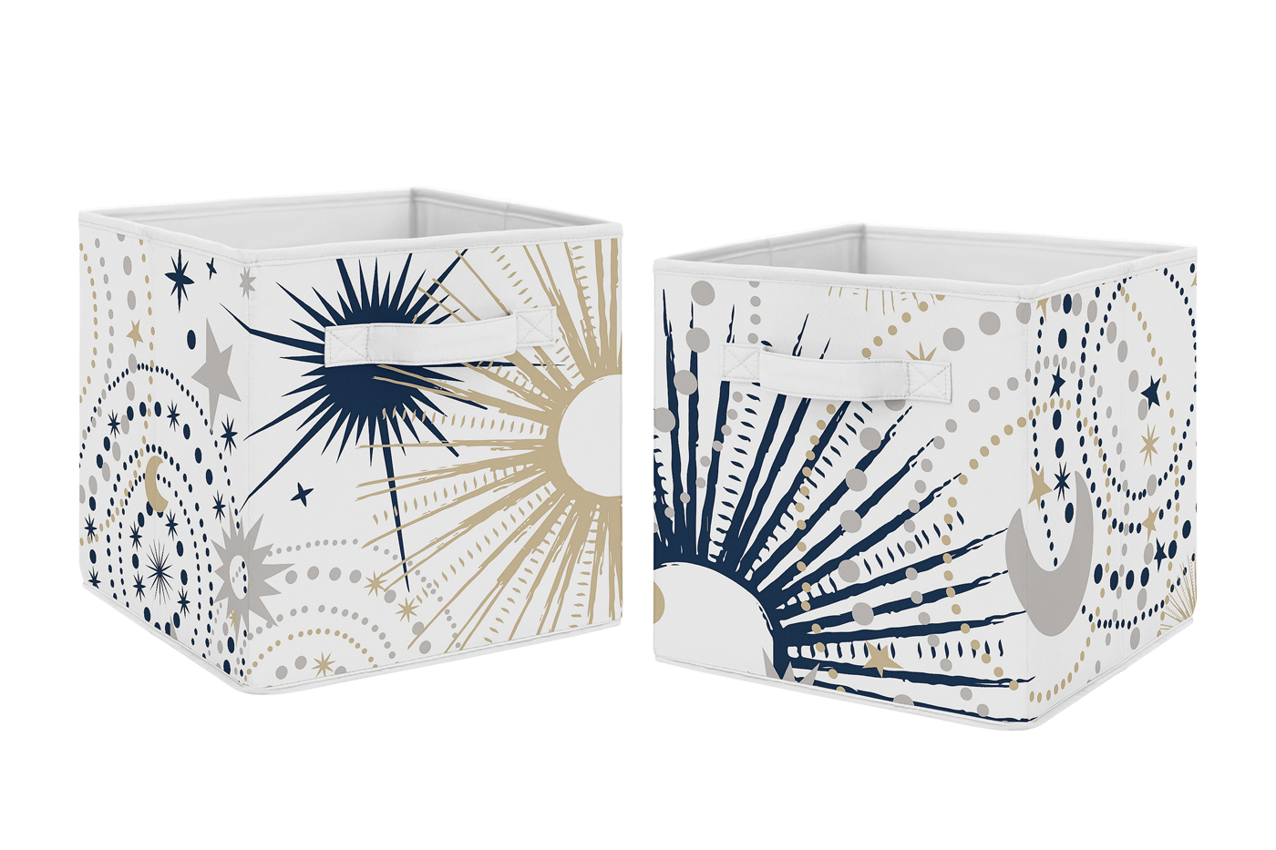 Celestial Navy Blue and Gold Collection Foldable Fabric Storage Bins