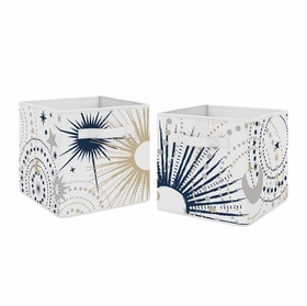 Celestial Navy Blue and Gold Collection Foldable Fabric Storage Bins
