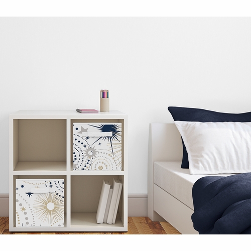 Celestial Navy Blue and Gold Collection Foldable Fabric Storage Bins - alt image 1