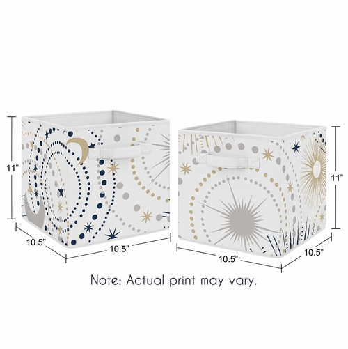 Celestial Navy Blue and Gold Collection Foldable Fabric Storage Bins - alt image 2