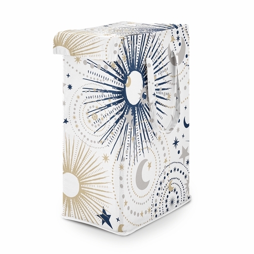Celestial Navy Blue and Gold Collection Laundry Hamper with Handles