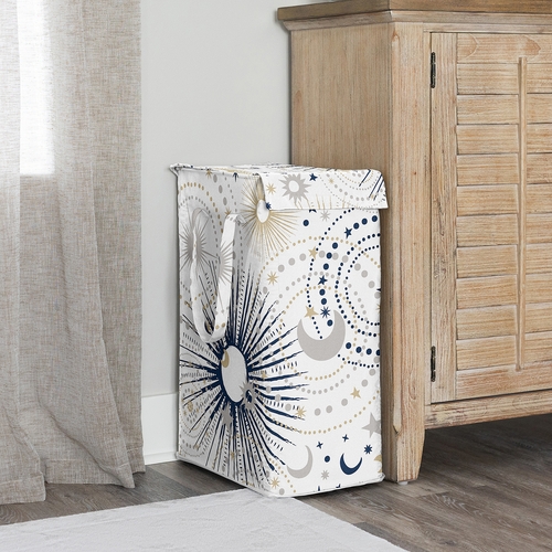 Celestial Navy Blue and Gold Collection Laundry Hamper with Handles - alt image 1