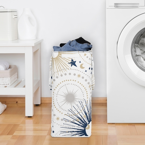 Celestial Navy Blue and Gold Collection Laundry Hamper with Handles - alt image 2