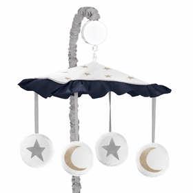 Celestial Navy Blue and Gold Collection Musical Mobile