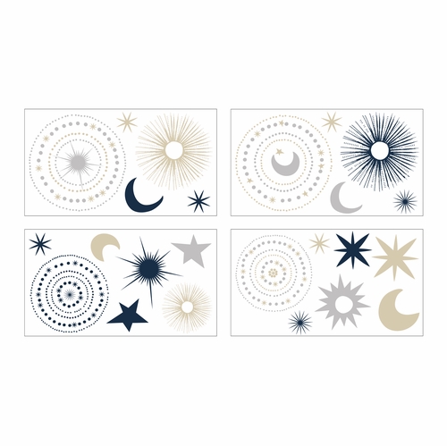 Celestial Navy Blue and Gold Collection Peel and Stick Wall Decal Stickers - Set of 4 Sheets - alt image 1