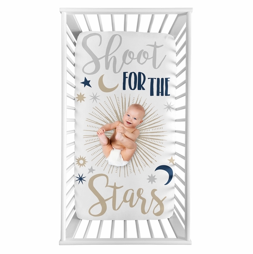 Celestial Navy Blue and Gold Collection Photo Op Crib Sheet