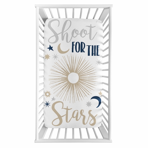 Celestial Navy Blue and Gold Collection Photo Op Crib Sheet - alt image 1