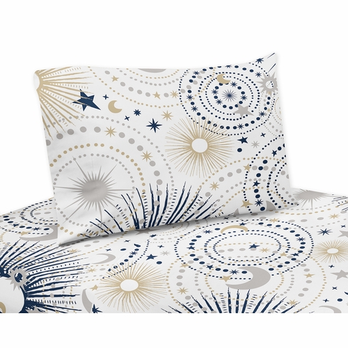 Celestial Navy Blue and Gold Collection Queen Sheet Set