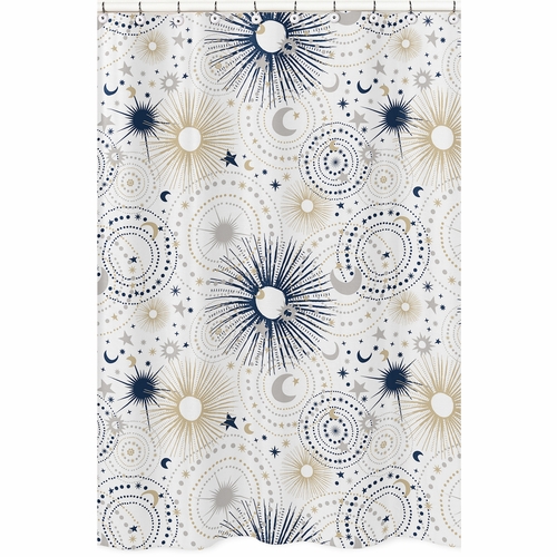 Celestial Navy Blue and Gold Collection Shower Curtain