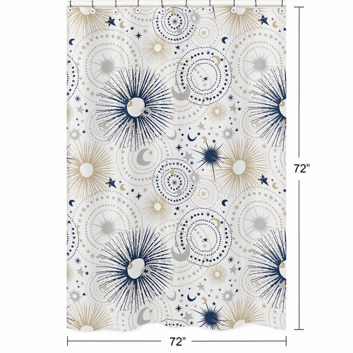 Celestial Navy Blue and Gold Collection Shower Curtain - alt image 4