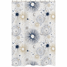 Celestial Navy Blue and Gold Collection Shower Curtain