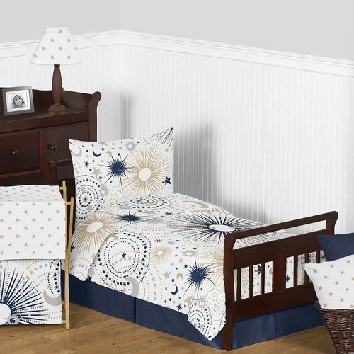 Celestial Navy Blue and Gold Collection Toddler Bedding