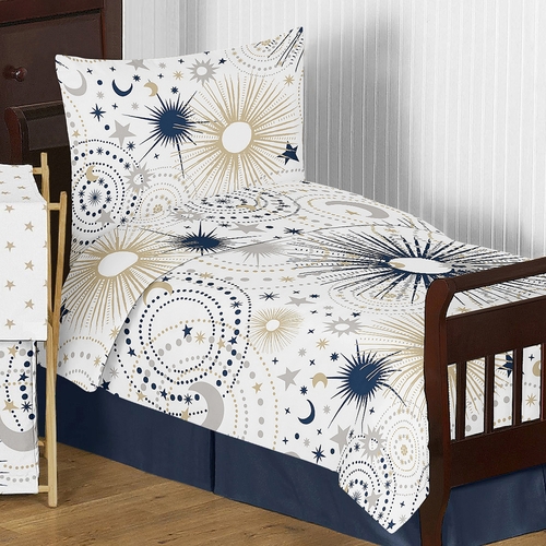 Celestial Navy Blue and Gold Collection Toddler Bedding - alt image 5