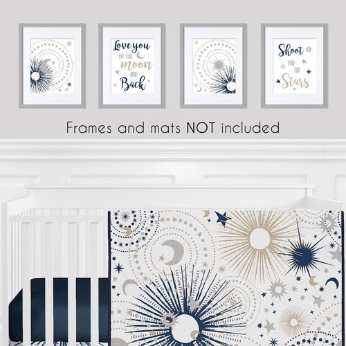 Celestial Navy Blue and Gold Collection Wall Art Prints - Set of 4 - alt image 1