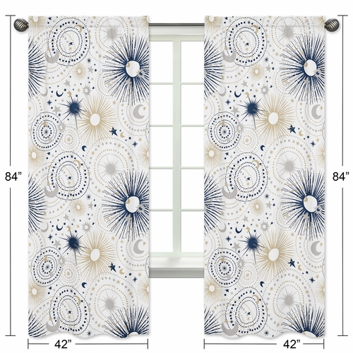 Celestial Navy Blue and Gold Collection Window Panels - Set of 2 - alt image 4