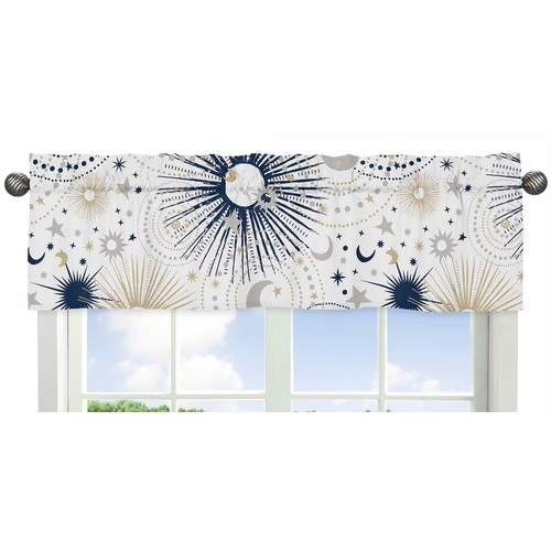 Celestial Navy Blue and Gold Collection Window Valance