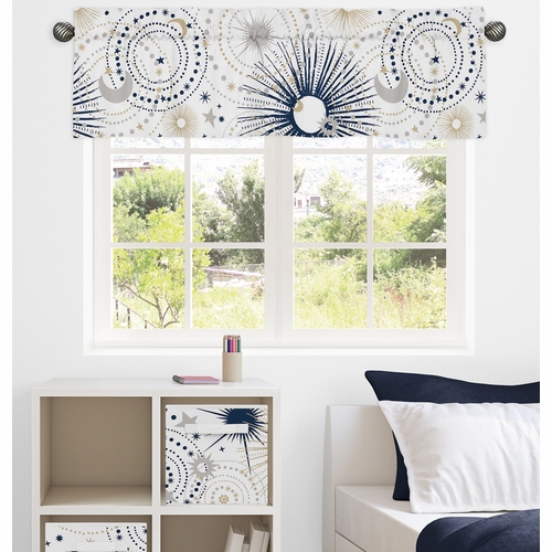 Celestial Navy Blue and Gold Collection Window Valance - alt image 1