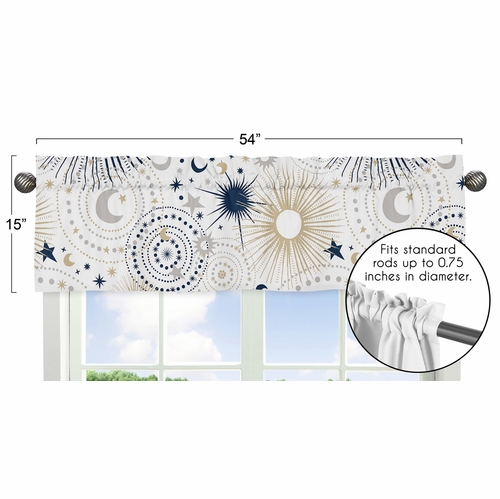 Celestial Navy Blue and Gold Collection Window Valance - alt image 4