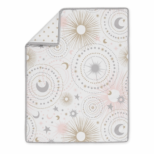 Celestial Pink and Gold 4 Piece Bumperless Crib Bedding Collection - alt image 2