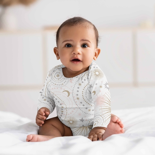 Celestial Pink and Gold Collection 0-6M Baby Clothes Bodysuits - 2 Pack Set - alt image 1