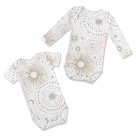Celestial Pink and Gold Collection 0-6M Baby Clothes Bodysuits - 2 Pack Set
