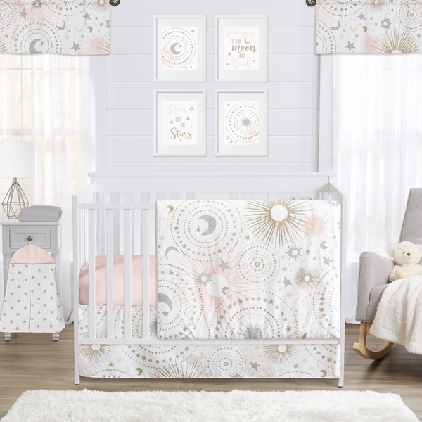 Celestial Pink and Gold Collection 11 Piece Crib Bedding