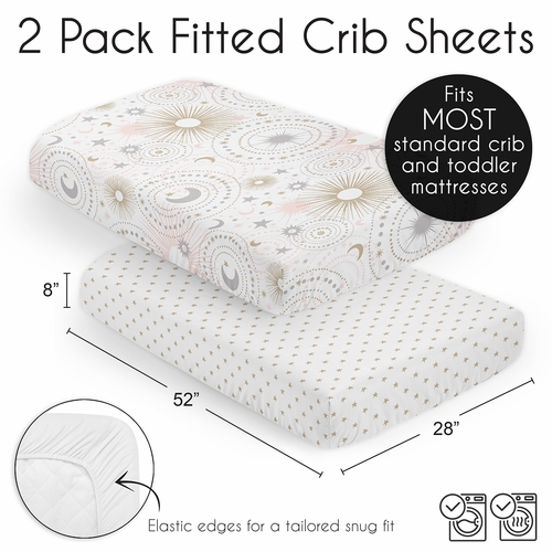 Celestial Pink and Gold Collection 2 Pack Crib Sheets - alt image 5