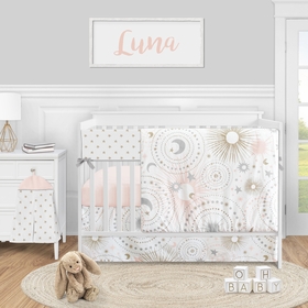 Celestial Pink and Gold Collection 5 Piece Crib Bedding