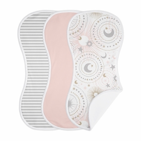 Celestial Pink and Gold Collection Absorbent Burp Cloths - 3 Pack Set