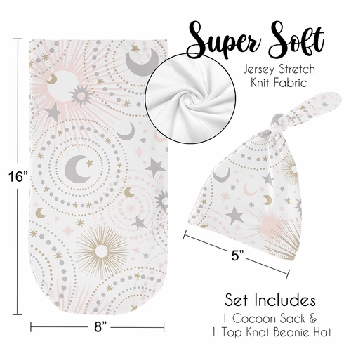 Celestial Pink And Gold Collection Baby Cocoon and Beanie Hat - 2 Piece Set - alt image 4