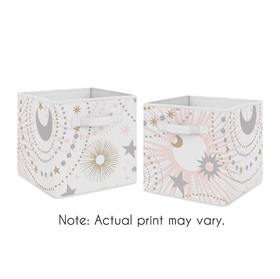 Celestial Pink and Gold Collection Foldable Fabric Storage Bins - Set of 2