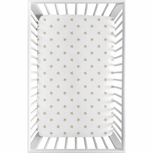 Celestial Pink and Gold Collection Mini Crib Sheet - Gold Star Print - alt image 1