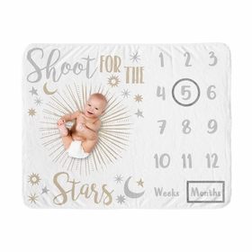 Celestial Pink and Gold Collection Monthly Milestone Baby Blanket
