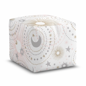 Celestial Pink and Gold Collection Ottoman Pouf Cover