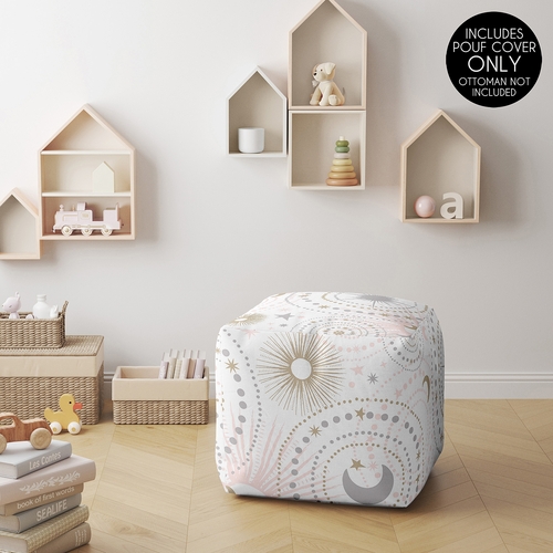 Celestial Pink and Gold Collection Ottoman Pouf Cover - alt image 1