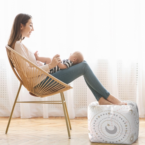 Celestial Pink and Gold Collection Ottoman Pouf Cover - alt image 2