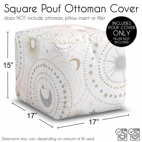 Celestial Pink and Gold Collection Ottoman Pouf Cover - alt image 5