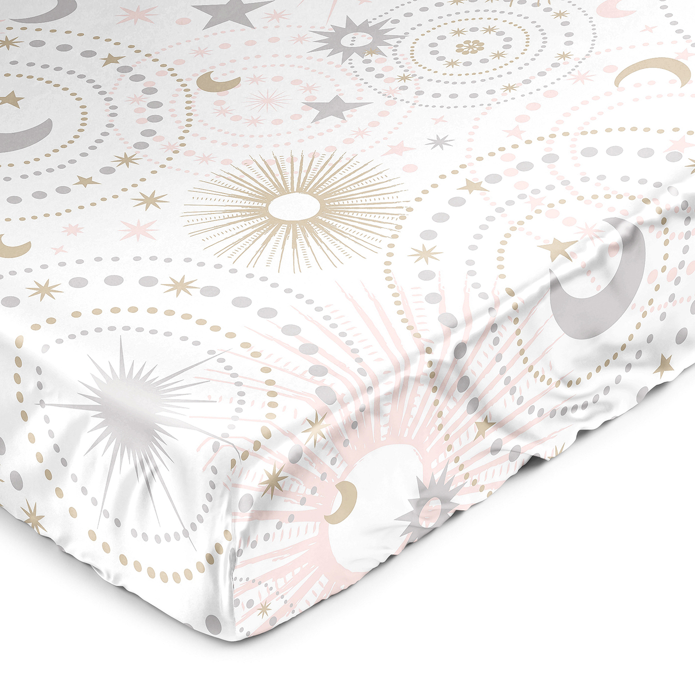 Celestial Pink and Gold Collection Satin Fitted Crib Sheet