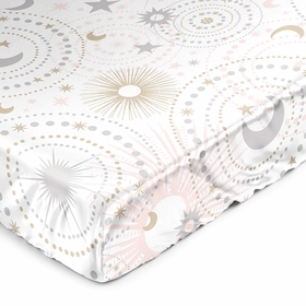 Celestial Pink and Gold Collection Satin Fitted Crib Sheet