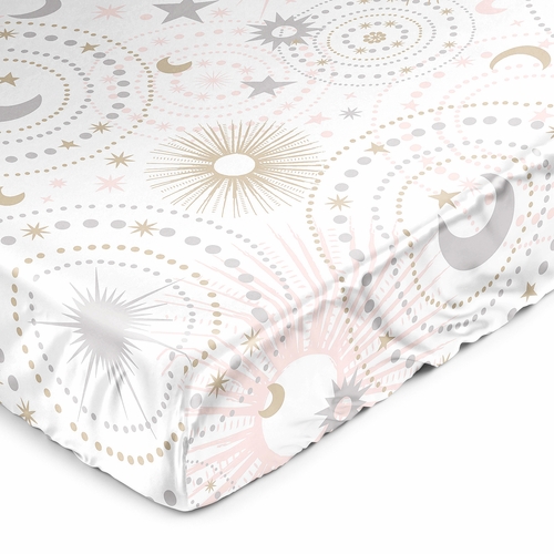 Celestial Pink and Gold Collection Satin Fitted Crib Sheet