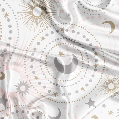 Celestial Pink and Gold Collection Satin Fitted Crib Sheet - alt image 1