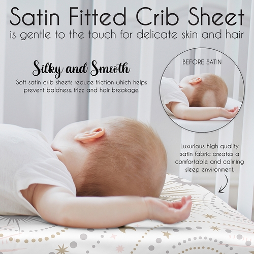 Celestial Pink and Gold Collection Satin Fitted Crib Sheet - alt image 4