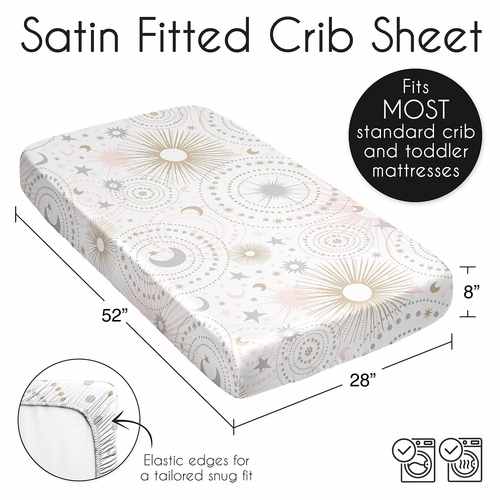 Celestial Pink and Gold Collection Satin Fitted Crib Sheet - alt image 5